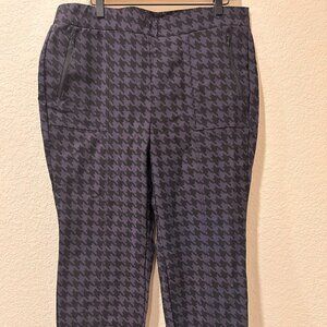 Lane Bryant Women's Houndstooth On The Go Ankle Pants Blue Black size 16